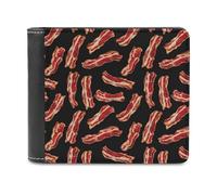 Novastar Slim Wallet for Men Leather - Bacon Pattern Print Small Thin Bifold Front Pocket Card Holder Wallet