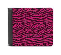 Novastar Slim Wallet for Men Leather - Black Red Bright Zebra Print Small Thin Bifold Front Pocket Card Holder Wallet