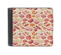 Novastar Slim Wallet for Men Leather - Cartoon Meat Sausage Print Small Thin Bifold Front Pocket Card Holder Wallet