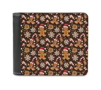 Novastar Slim Wallet for Men Leather - Christmas Gingerbread Man Print Small Thin Bifold Front Pocket Card Holder Wallet