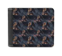 Novastar Slim Wallet for Men Leather - Cool Fire Mountain Dragon A Print Small Thin Bifold Front Pocket Card Holder Wallet