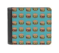Novastar Slim Wallet for Men Leather - Cute Hamburger Green Print Small Thin Bifold Front Pocket Card Holder Wallet