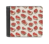 Novastar Slim Wallet for Men Leather - Cute Steak Print Small Thin Bifold Front Pocket Card Holder Wallet