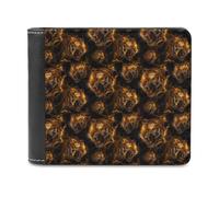 Novastar Slim Wallet for Men Leather - Gold Tiger Dark Print Small Thin Bifold Front Pocket Card Holder Wallet