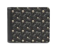 Novastar Slim Wallet for Men Leather - Gothic Lizard Skulls Print Small Thin Bifold Front Pocket Card Holder Wallet