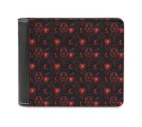 Novastar Slim Wallet for Men Leather - Red Dark Black Lion Print Small Thin Bifold Front Pocket Card Holder Wallet