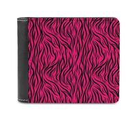 Novastar Slim Wallet for Men Leather - Trendy Red Pink Zebra Print Small Thin Bifold Front Pocket Card Holder Wallet