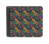 Novastar Slim Wallet for Men Leather - Tropical Lizard Print Small Thin Bifold Front Pocket Card Holder Wallet