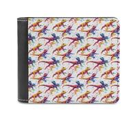 Novastar Slim Wallet for Men Leather - Watercolor Colored Lizard Print Small Thin Bifold Front Pocket Card Holder Wallet