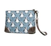 Novastar Small Clutch Purses for Women - Cute Penguin Snowing Print Leather Fashion Wristlet Wallets with Wrist Strap