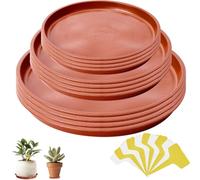Novastream 12 Pack Plant Pot Saucers, Durable Plastic Plant Trays for Pots, Plant Pot Trays in 3 Sizes, Waterproof Plant Saucer Set with 20 Plant Labels - Ideal for Garden, Balcony & Home