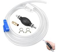 Novastream Petrol Syphon Pump Kit, Manual Fuel Syphon Siphon Pump, 2 PVC Hoses, Anti-Backflow, Metal Clamps, for Petrol, Diesel, Water, Oil Transfer