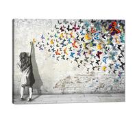Novatique Banksy Street Wall Art Butterfly Graffiti Canvas Wall Art Modern Colorful Pictures Posters Print Abstract Pop Paintings Home Decor for Living Room Bedroom Office, 12 x 16inch