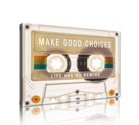 Novatique Inspirational Wall Art Cassette Tape Wall Art Make Good Choices Life Has No Rewind Inspiring Artwork Office Wall Decor Music Art Room Decor for Bedroom Living Room,12 x 16inch