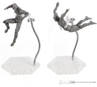 NovaViva Action Figure Stand with Adjustable Metal Support Arm, Action Figure Display Holder Stand Base Compatible with HG RG SD SHF Gundam 1/144 Toy with Screwdriver (2Pcs Clear)