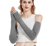 Novawo Wool Blend Warm Arm Warmers Long Fingerless Gloves for Women