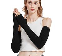 Novawo Wool Blend Warm Arm Warmers Long Fingerless Gloves for Women