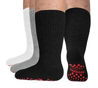 NOVAYARD 3 Pairs Diabetic socks Wide Crew Edema Bariatric Hospital Socks (Black+Grey+White)