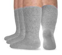 NOVAYARD 3 Pairs Diabetic socks Wide Crew Edema Bariatric Hospital Socks (Grey)