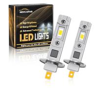 NOVCAPAR - H1 LED Bulbs 24000lm, High Beam and Low Beam, 6500K, Cool White Fanless Light, 1:1 Mini Size Plug and Play, Non-Polarity, 2 Pack