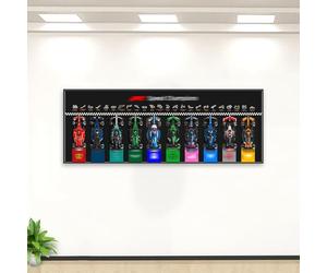 NOVDA Display Frame Compatible with Lego F1 Speed Champions 10 Racing Car Models77242-77251, 43.31x15.75 Inch Wall Mount Wall Board for Collection Rooms, Living Rooms&Offices (Black Excluding Models)