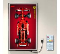 NOVDA Display Frame Compatible with Lego Ferrari FS-24 F1, LED Light with 3 Colour Temperatures & Remote Control, Wall Mount Board for 42207, 29.5x17.7 In for Home/Office Collection (Excluding models)