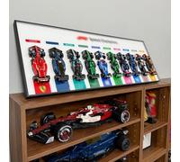 NOVDA Display Frame Compatible with Lego Speed Champions F1 10Cars, 43.31x15.75 Inch Wall Mount Wall Board for Collection Rooms, Living Rooms and Offices (White)