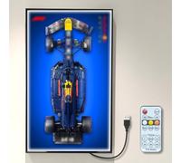 NOVDA Wall Picture for Lego Technic Oracle Red Bull Racing 20 F1 Racing Car 42206 with LED Frame Presentation Board for Formula 1 Car Wall Mount 75 x 45 cm (Remote Control and