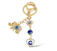 Novearring Evil Eye Keychain Elephant Bag Charm Gift for Women Blue Sparkly Keyring Purse Charm