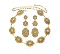 Novearring Western Belts for Women Gold Chain Waist Belt Cowgirl Cowboy Belt Western Jewelry Women’s Country Concert Outfits, B1:vintage Gold Belt Earrings Set, Medium