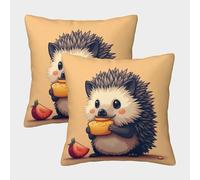 NoveAurora Cute Hedgehog Pillow Covers Pack of 2 Soft Cases Cushion Animal Pillow Case, Square Decorative Cushion Covers for Livingroom Sofa Couch Pillow Covers 45x45cm