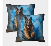 NoveAurora German Shepherd Cushion Covers Set of 2 Square Cushion Cases Pillowcases Decorative Animal Pillow Covers for Livingroom, Bedroom Sofa, Couch Bed 45x45cm