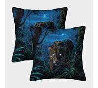 NoveAurora Jungle Leopard Cushion Case 2PCS, Cushion Covers Throw Pillow Covers, Soft Animal Pillowcases Home Decor Pillow Cases for Sofa Car Living Room 45x45cm
