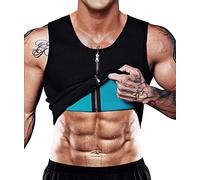 NOVECASA Men's Neoprene Sweat Vest Men with Zipper Sauna Vest Compression Vest Tank Top Shirt for Weight Loss Waist Trainer Vest Slimming Workout (S, Blue)