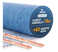NOVECRAFTO 11mm Premium Carpet Underlay Kit, 15m² - 60 Gripper Rods
