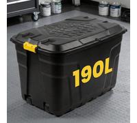 Novecrafto 190L Extra Large Storage Box On Wheels With Lid - Heavy-Duty, Padlockable, Stackable Garage Storage 2Pcs