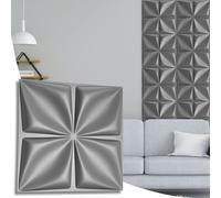 Novecrafto 3D Silver Flora Design Wall Panels Interior Cladding Panels 50cm x 50cm (6 Sheets) | Size: 50 cm x 50 cm Novecrafto Silver 50 cm x 50 cm