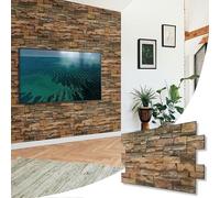NOVECRAFTO 3D Wall Panels - 4 Sheets Covering 1.84 sqm | 19.84 sqft Moisture Resistant PVC Plastic Cladding Panel - 96 cm x 48cm | 37.79 x 18.89 in - Rustic Tan with Brickwork Effect
