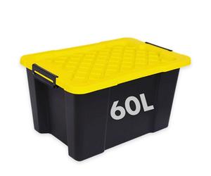 Novecrafto 60L Large Storage Box With Lid 63 X 43 X 34 Cm Stackable Storage Boxes With Secure Handles For Home And Garage