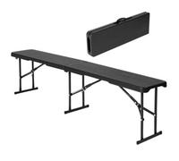 Novecrafto 6Ft Folding Bench Seat 180 X 28 X 43 Cm - Black Plastic Bench With Convenient Carry Handle For Bbq, Picnic, Party, Camping 2Pcs