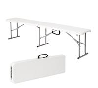 Novecrafto 6Ft Folding Bench Seat 183 X 28 X 43 Cm - White Plastic Bench With Convenient Carry Handle For Bbq, Picnic, Party, Camping 2 Pcs