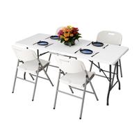 Novecrafto 6Ft Folding Table & 4 Folding Chairs Set - Easy-To-Store, Heavy-Duty White Hdpe, Steel Frames For Indoor/outdoor Use