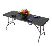Novecrafto 6ft Folding Table - Portable Black Plastic Trestle Table with Steel Frame, Easy to Fold & Store, For Indoor & Outdoor Use Novecrafto Black