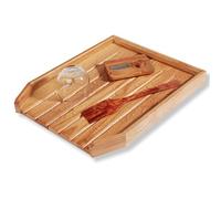 NOVECRAFTO Belfast Sink Wooden Draining Board - Solid Oak Butler Sink Drainer with Angled Grooves & Rubber Feet - Worktop Protection for Kitchen (51 x 42 x 4.5 CM)