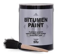 (Bitumen Paint 5L) 5L Bitumen Paint with Brush - Flat Roof Waterproofing Compound - Quality Flat Roof Sealant Paint for House and Shed Roof Repair DIY