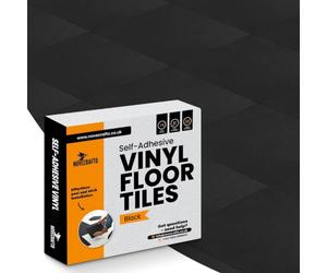 NOVECRAFTO Black Floor Tiles Self Adhesive, Checkerboard Vinyl, Pack of 50 | Self adhesive vinyl floor tiles, peel and stick, 30.5x30.5cm, 4.65 m² coverage, for kitchen, bathroom flooring & living rooms