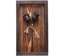 NOVECRAFTO Black Forged Iron Roses in Mountable Burnt Wooden Finish Frame - Romantic Gift for 6th Anniversary (15.74"x8.66" Frame) - Wrought Iron & Wood Decor for Her, Perfect for 5 Year Celebrations