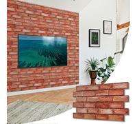 NOVECRAFTO Brick Effect 3D Wall Panels - 4 Sheets Covering 1.84 sqm | 19.84 sqf - Decorative PVC Plastic Cladding Panels - 96 cm x 48 cm | 37.80 x 18.90 in - Reddish Brown Decorative Brick Effect