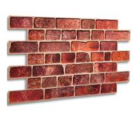3D Decorative Brick Effect PVC Cladding Wall Panels with Adhesive Included 96cm x 48cm Novecrafto Dark Red One Size