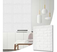 NOVECRAFTO Brick Effect 3D Wall Panels - Pack of 12 Interior Cladding Sheets Covering 32.29 sqft | 3 sqm | 3D Wall Tiles Classic Brick Design in Matt White-Size 19.7X 19.7in / 50x50cm